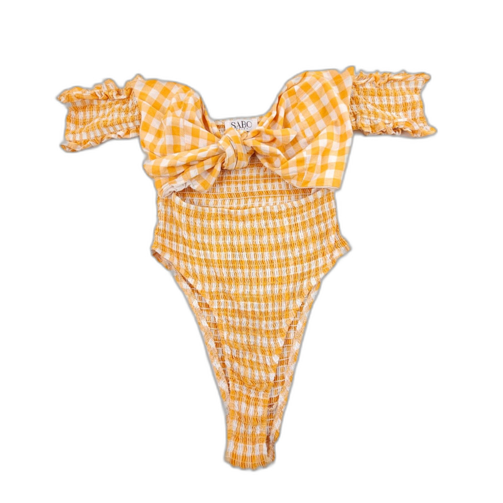 SABO SKIRT Sunny Smocked Cutout Bodysuit Gingham Soft Girl Coquette Cottagecore